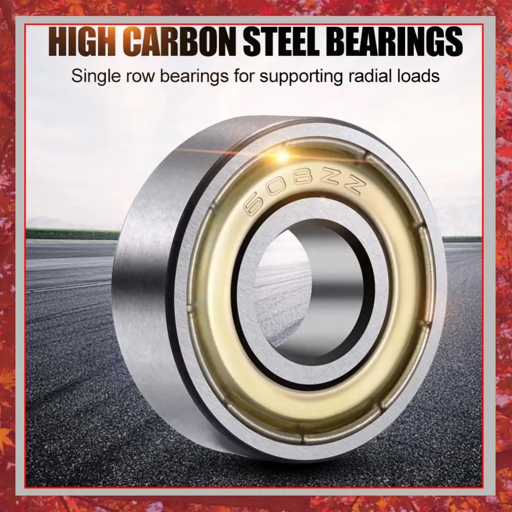 10Pcs 608ZZ Deep Groove Ball Bearing High Carbon Steel Miniature Bearing Ball Bearings for Skateboards Inline Skates Scooters