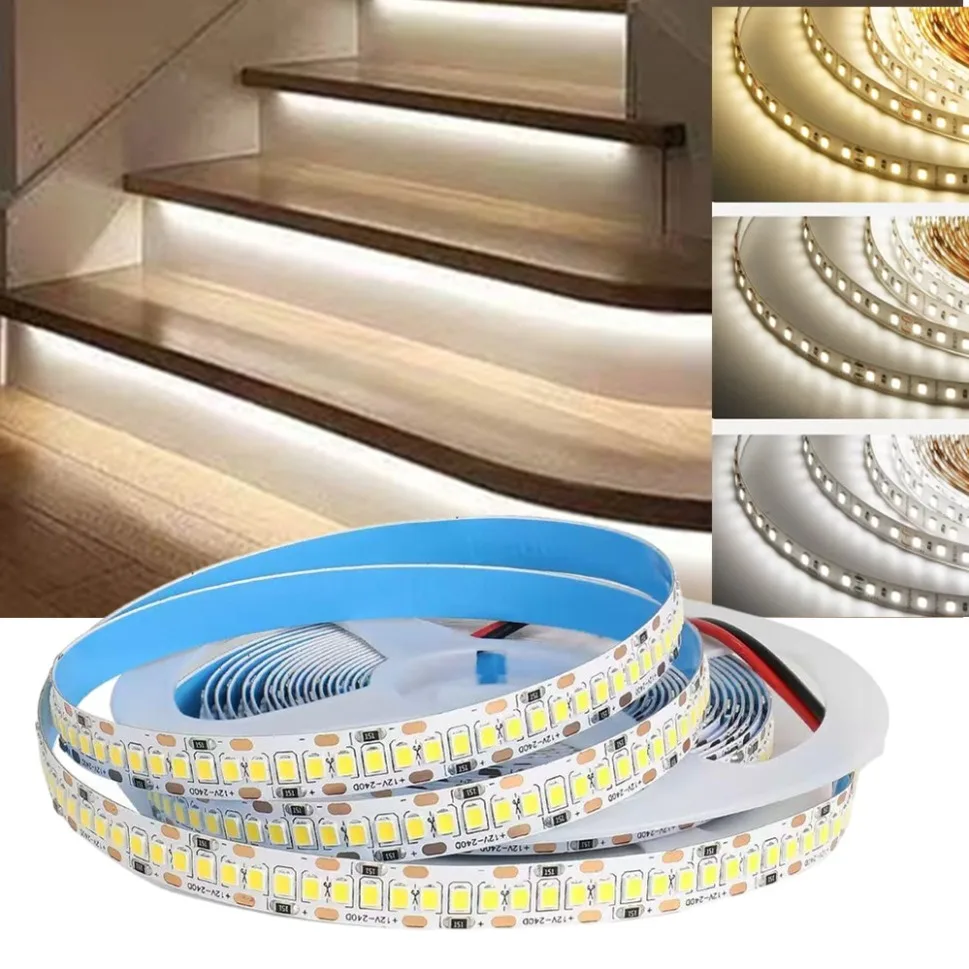 SMD 2835 LED Strip Light 120 180 240 LEDs/m DC12V24V Tape Flexible LED Lights Indoor Lingting for Home Cabinet lighting