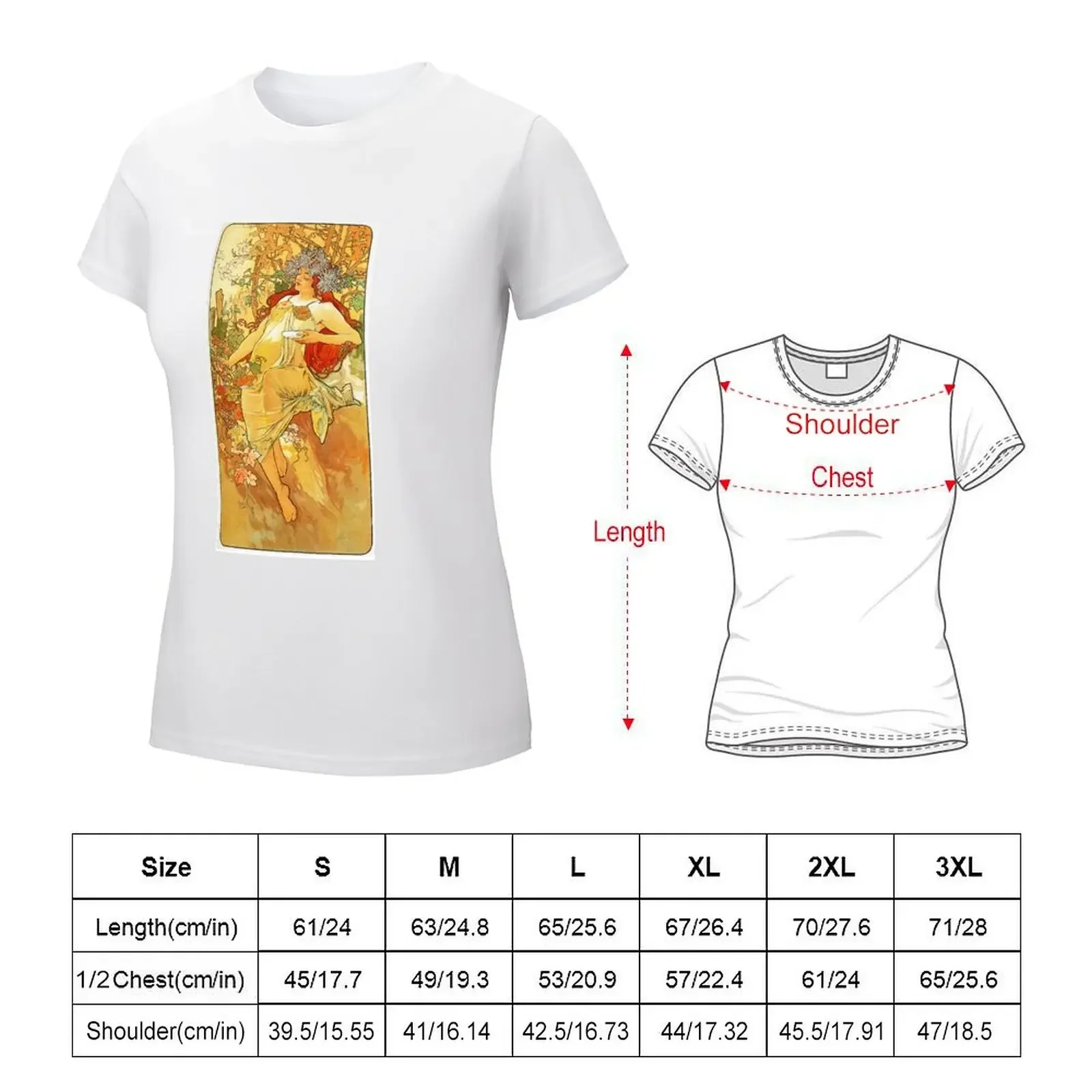 HD. Spring, by Alphonse Mucha (1896) High Definition T-shirt aesthetic clothes vintage clothes t shirts for Women loose fit