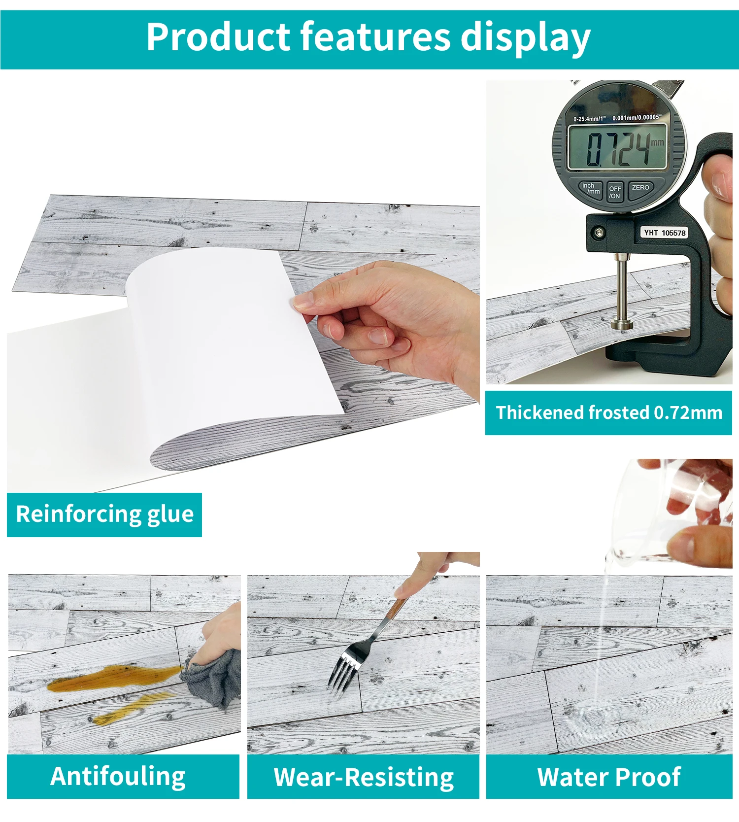 1 Thick Imitation Wood Grain Floor Sticker, Peel&Stick Wall Sticker For Bathroom Kitchen Renovation Wallpaper Home Decoration