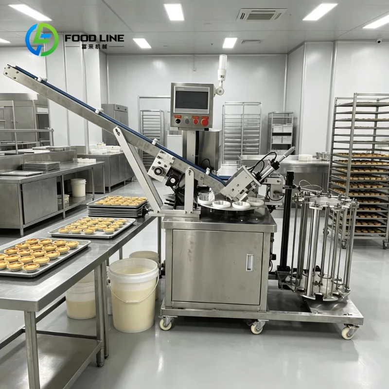 Customized Industrial Forming Egg Tart Machine Tart Shells Filling Machine Stainless Steel Egg Tart Shell Press Machine