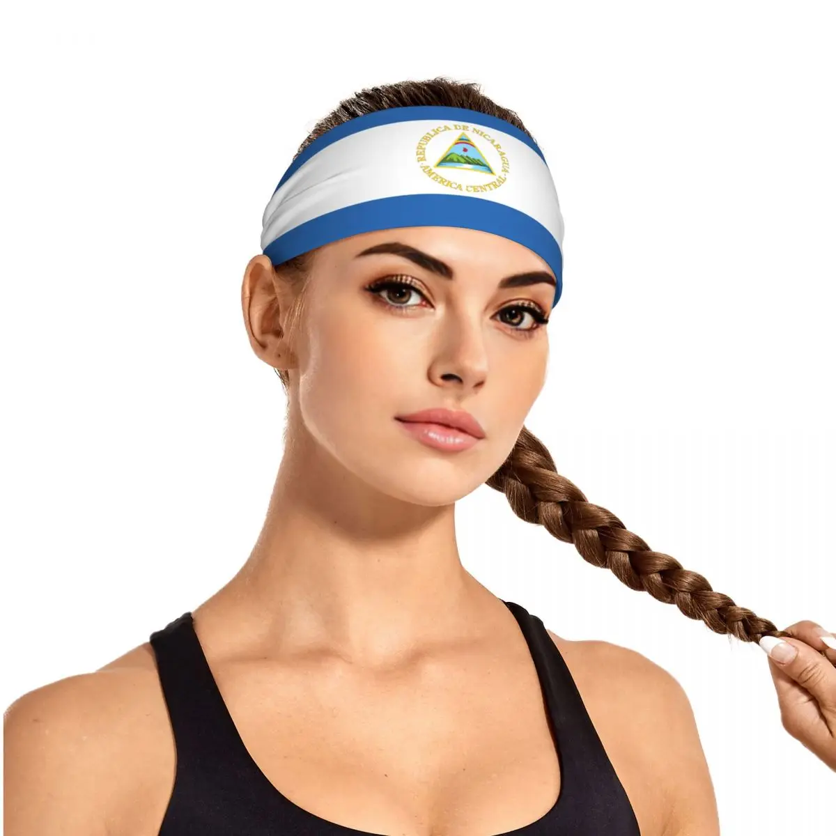 Sports Headband Nicaraguan Flag Fitness Sweatband Absorbent Cycling Jog Hair Bandage