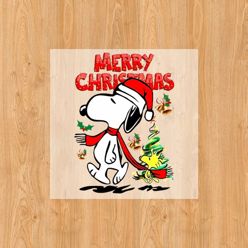 Snoopy Christmas Thermal Transfer Sticker Peanuts Anime Iron on Thermoadhesive Patches Clothes Kawaii Kid T-shirt Applique Decor