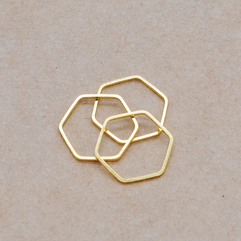 50pcs/Lot Pure Copper Hexagon Shape Geometric Hollow Frame Blank Connector DIY Jewelry Making Findings 16*16mm