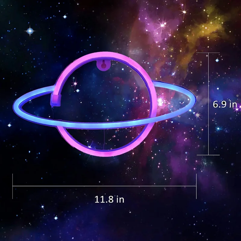 Неоновые вывески "Планета", дневная яркость, неоновые огни, USB зарядка, декоративные огни для домашней кровати