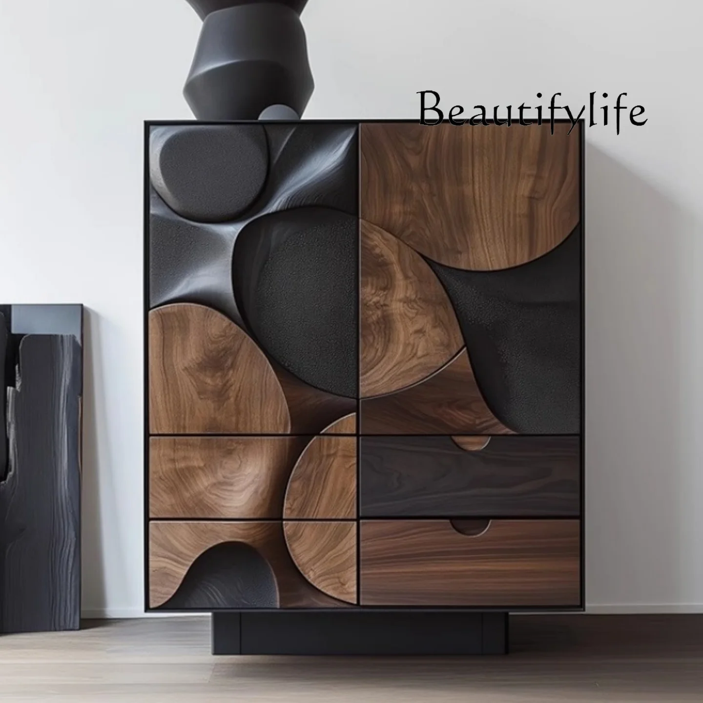 Walnut Nordic paint porch cabinet entry living room decorative cabinet multi-functional storage locker