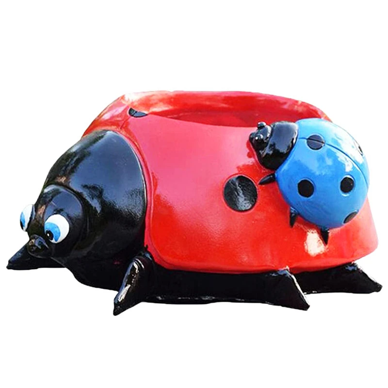 

Aimexn Giant Seven Star Ladybug Resin Flower Pot Animal Ladybug Desktop Decorations Outdoor Garden Yard Lawn Decoration