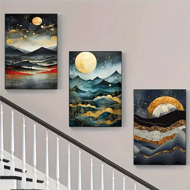 

Полный комплект алмазной живописи, абстрактный горный лунный пейзаж, 5D алмазная вышивка, триптих, фотографии для украшения стен в ванной комнате