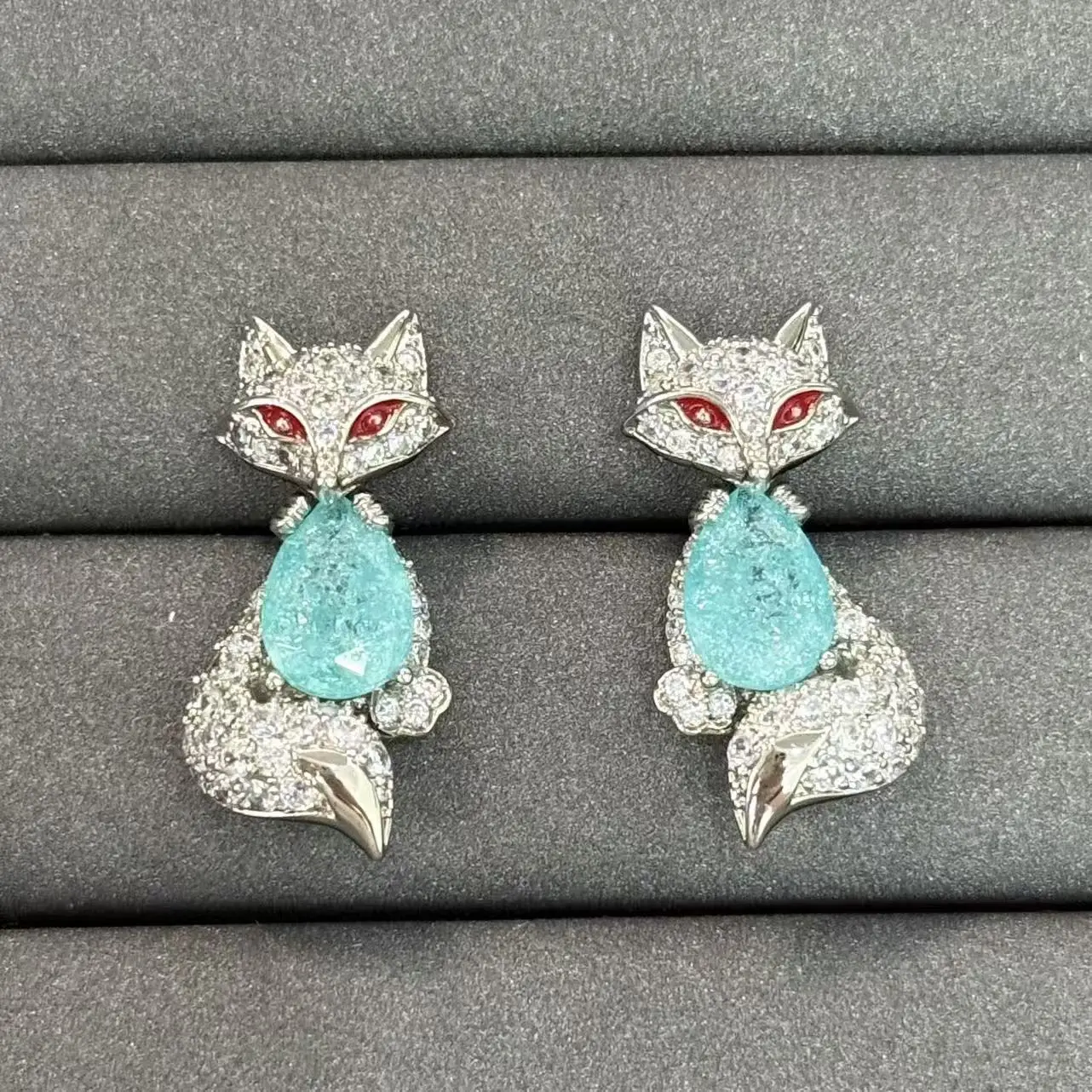 Fashion Personalized Fox‑Shaped Drop Earrings for Women, Heavy‑Craft Light‑Luxury Ear Ornaments, Multi‑Color Options for Banquet