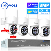 Movols 3MP Wireless Security Camera System 10X Optical Zoom Two Way Audio WIFI PTZ Camera 8CH NVR Kit Video Surveillance System