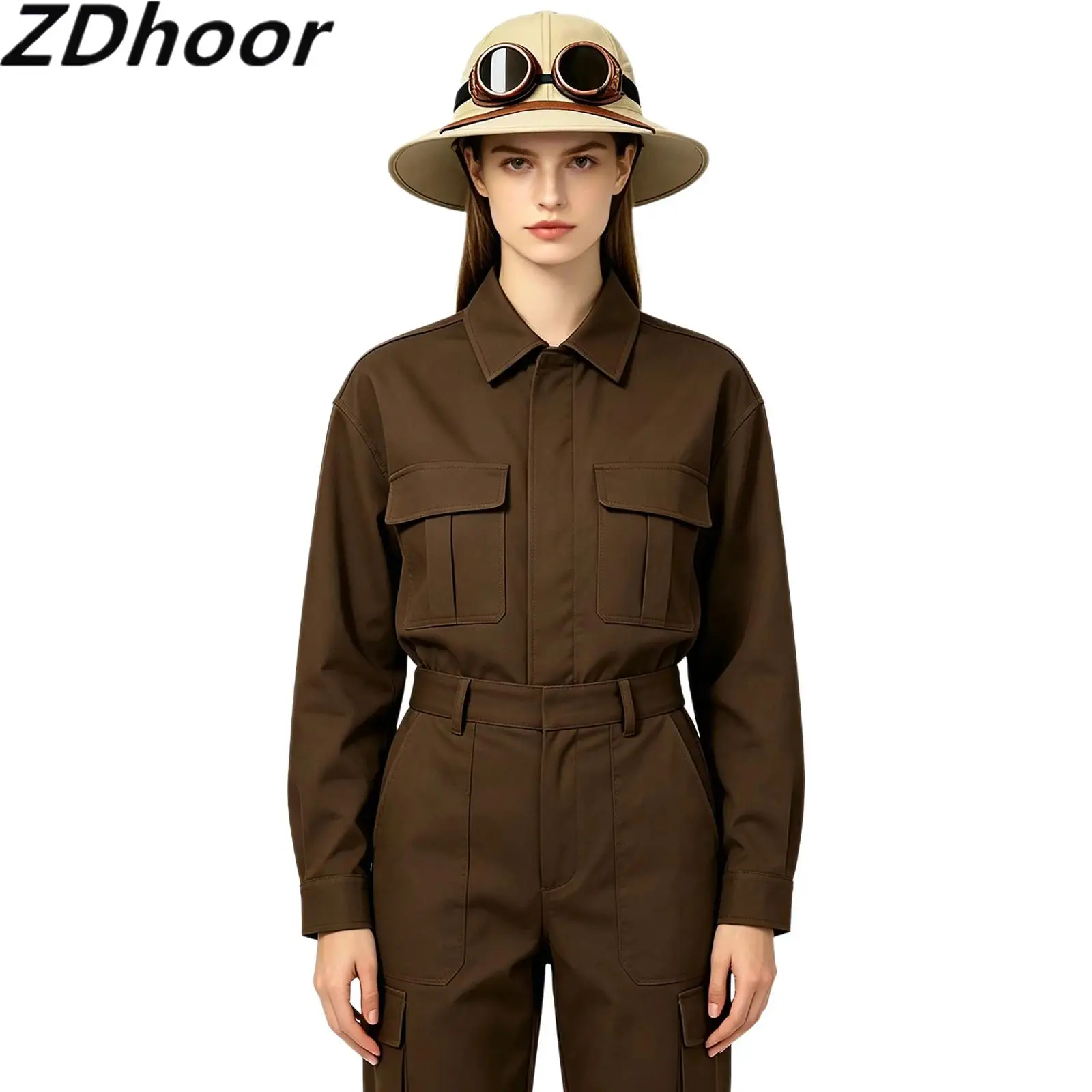 Unisex Men Women Sun Protection Jungle Explorer Hat Cap with Punk Goggles Costume Accessories for Cosplay Themed Party