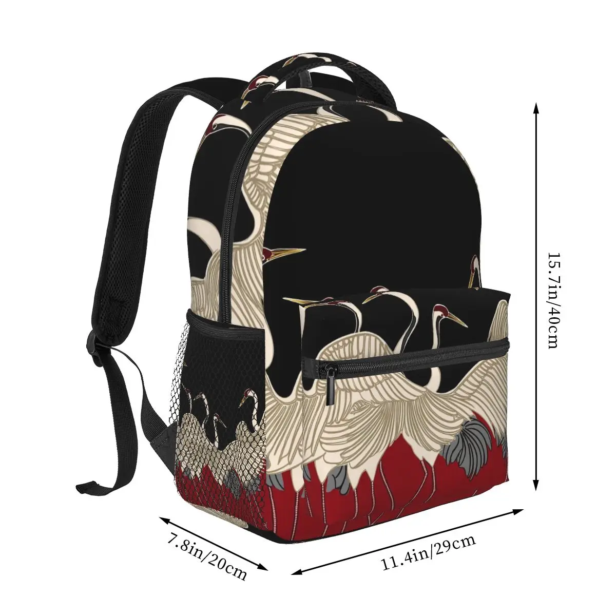 Elegant Chinese Crane And Red Golden Maroon Backpack Hot Sale Daypack Large Capacity Children BookBag School Bag Shoulder Bags