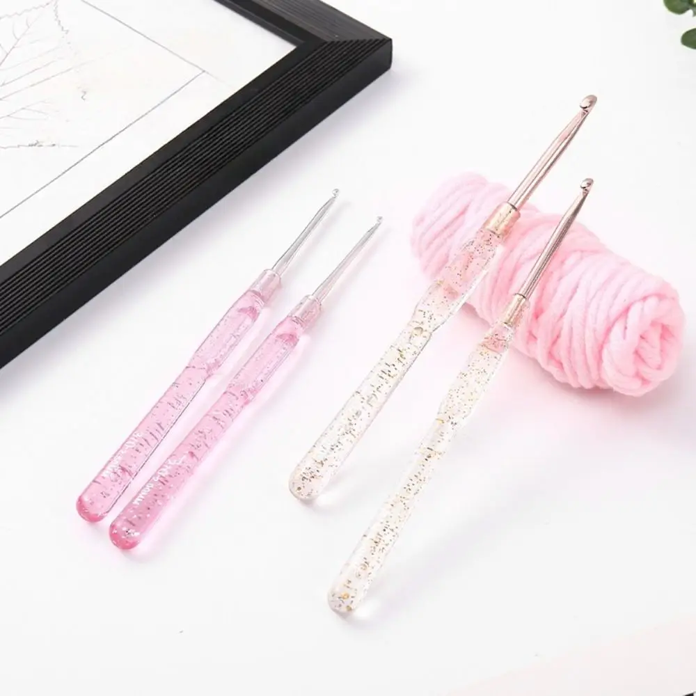7PCS Aluminum Crochet Hooks Set Colorful Clear Handles 2.0-5.0mm DIY Knitting Tools Single-headed Hand-made Knitting Crochet