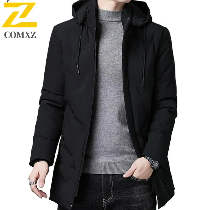 Padded Winter Coat For Men's -20 Degree Long Jacket Men's Thick Warm Snow Parkas Overcoat Windbreaker Hooded Puffer Coat Hombre