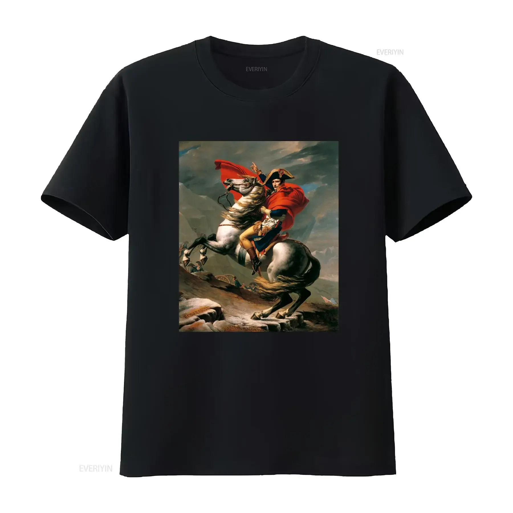 Napoleon Crossing the Alps Jacques Louis David Painting T Shirt Art for Her Him Lover vintage Washed Soft graphic homme Unisex