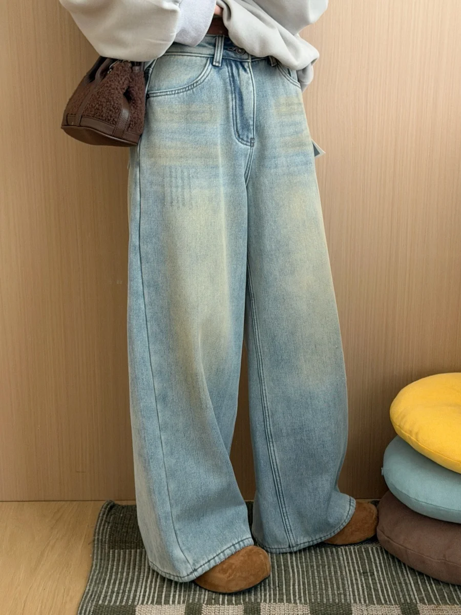 

Винтажные женские джинсы Waed: свободные прямые брюки в пол, повседневные джинсовые штаны для женщин