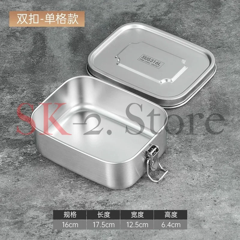 316L stainless steel double buckle sealing steel cover lunch box packaging leak-proof food grade sub-grade work bento steamed