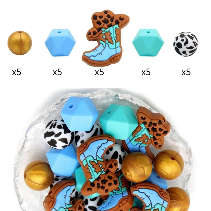 Stylish Silicone Beads Fashion Colors Octagonal/Round Shapes DIY Keychain Bangle W3JF