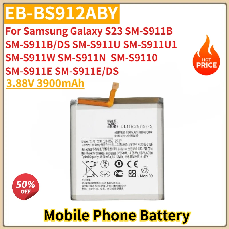 

High Quality EB-BS912ABY Replacement Phone Battery 3.88V 3900mAh For Samsung Galaxy S23 SM-S911B SM-S911B/DS SM-S911U Brand New