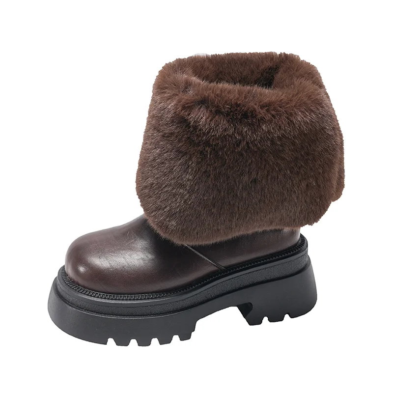 الفراء الثلوج حذاء من الجلد المرأة عالية الكعب أحذية مصممين 2025 قصيرة أفخم الشتاء تشيلسي الأحذية مضخات جديدة الاتجاه الأحذية الدافئة السيدات #6