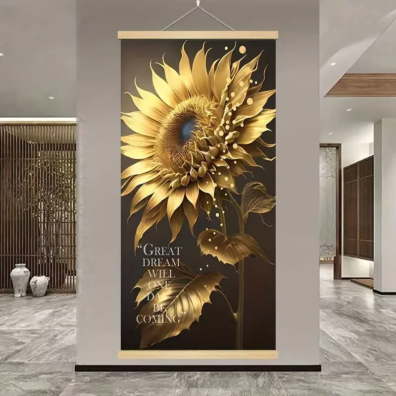 1pc frameless Canvas Painting 1pc Canvas Poster, No Frame, Modern Art, Black And Gold Wall Art, Sunflower Pictures Plant Leaf Po