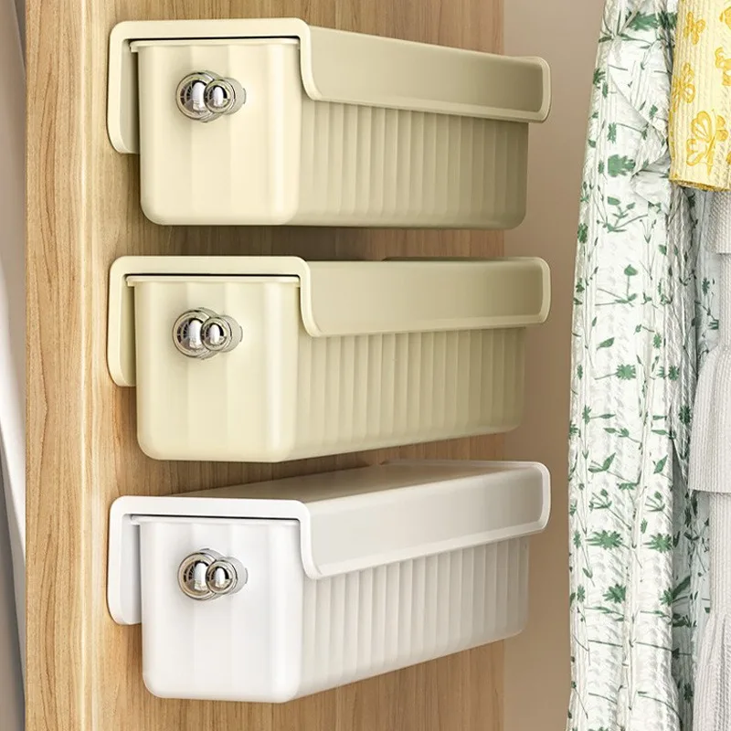 

1PCS Large Capacity PP Underwear Socks Storage Box - Adhesive Wall-Mounted Bedroom Wardrobe Divided Organizer