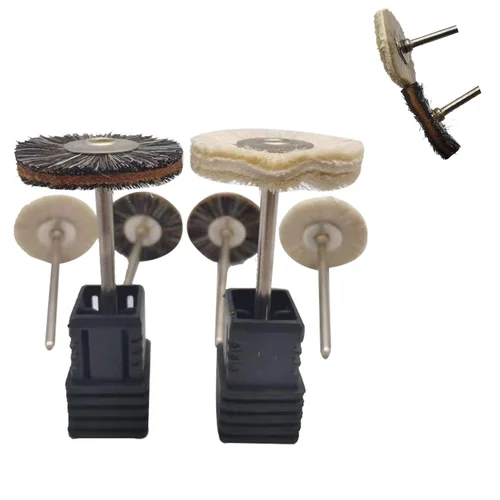 Imagen 2 del producto Cepillo de pulido para laboratorio Dental, rueda de gamuza, pelo de cabra suave, gris y blanco, herramientas rotativas de baja velocidad, vástago HP de 2,35mm