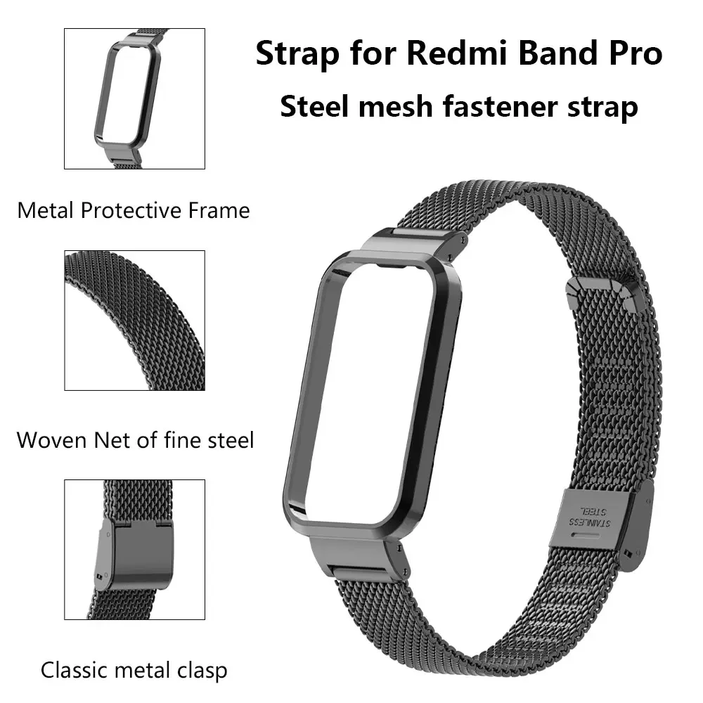 Metal Strap For Redmi Band Pro Smart Watch Accessories Stainless Steel Bracelet Case Protector For redmi band pro Protect Cover