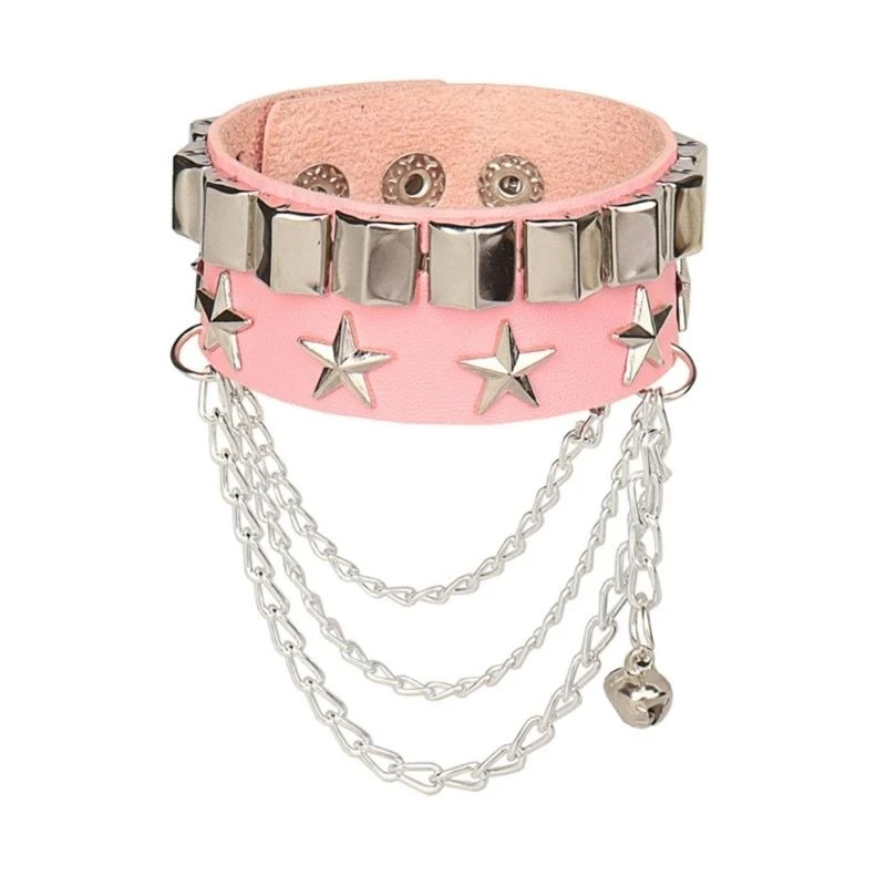 European and American Punk Lovers Rivet Bracelet Star-shaped Leather Bracelet Non-mainstream Rock Bracelet Jewelry