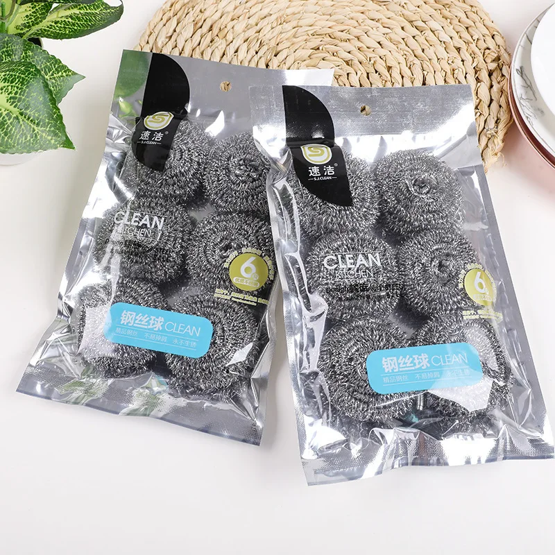 6 stainless steel dishwashing brushes with rust resistant cleaning balls, specifically designed for kitchen cleaning