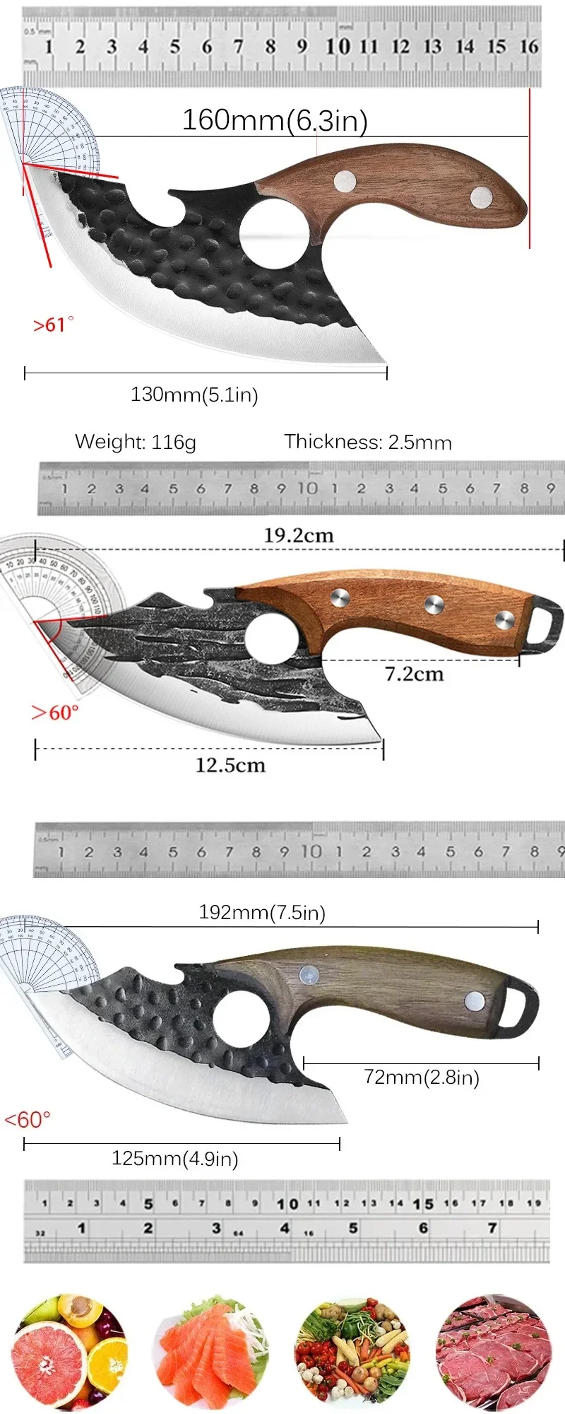 Butcher Boning Knife Hand Forged Blade Cleaver Meat Chop Vegetable Kitchen Knives Slicing Fruit Fish Filleting Knife Chef Tools