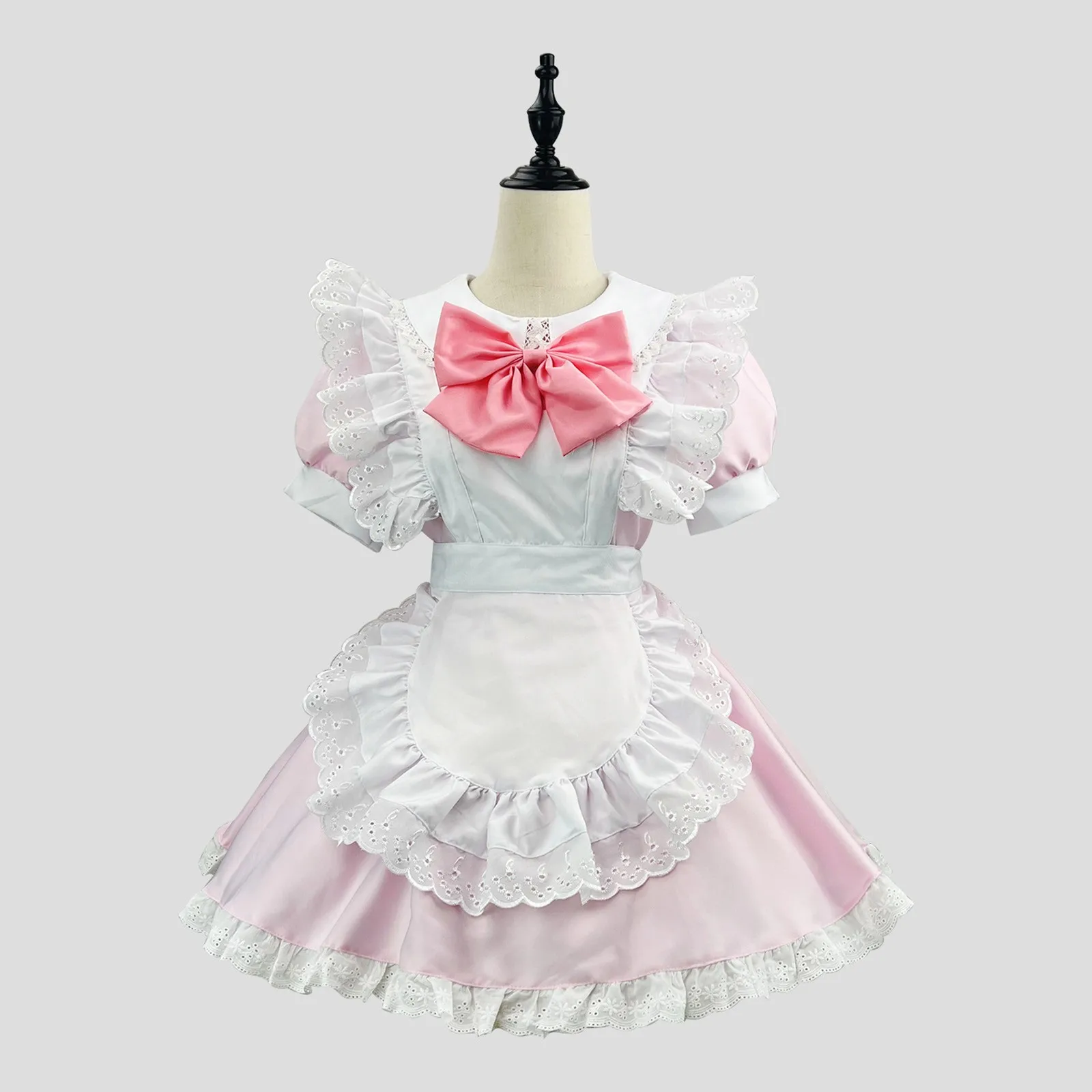 Lolita Cosplay Traje para Mulheres, Roupa de Empregada, Vestido de Avental Bonito, Bowknot, Uniforme Festival, Café Kawaii, Dia das Bruxas