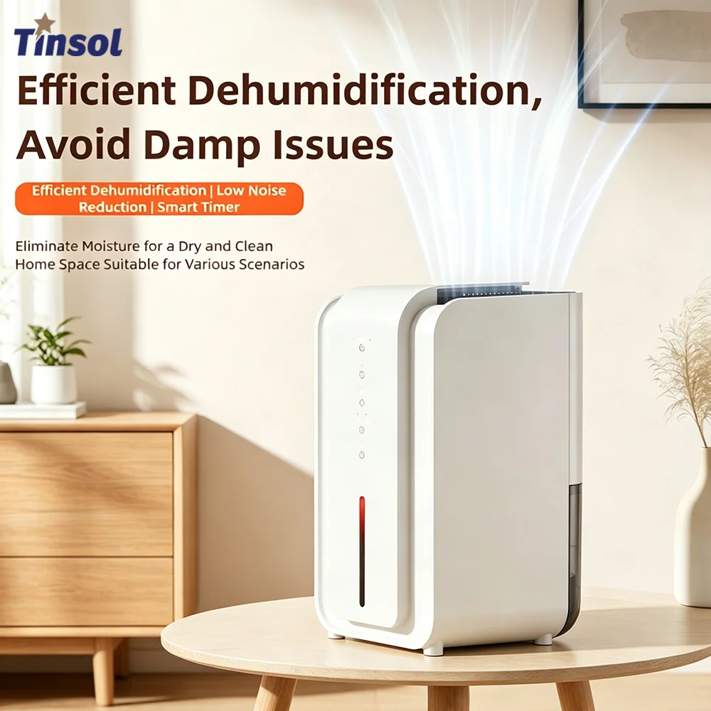 TINSOL 1500ml smart home Dehumidifier, Smart Timed Air Dehumidification, Moisture-Proof Function Suitable for Bedroom and Office