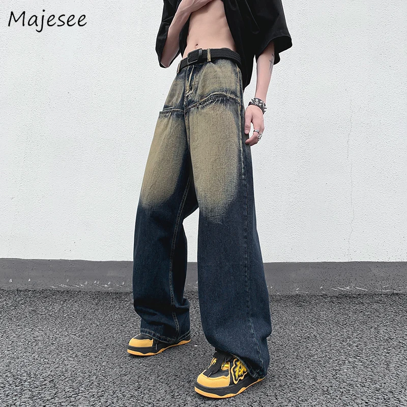 Vintage Baggy Jeans Men High Street Washed Unisex Y2k Clothes American Teens Denim Trousers Wide Leg Fashion Джинсы All-match