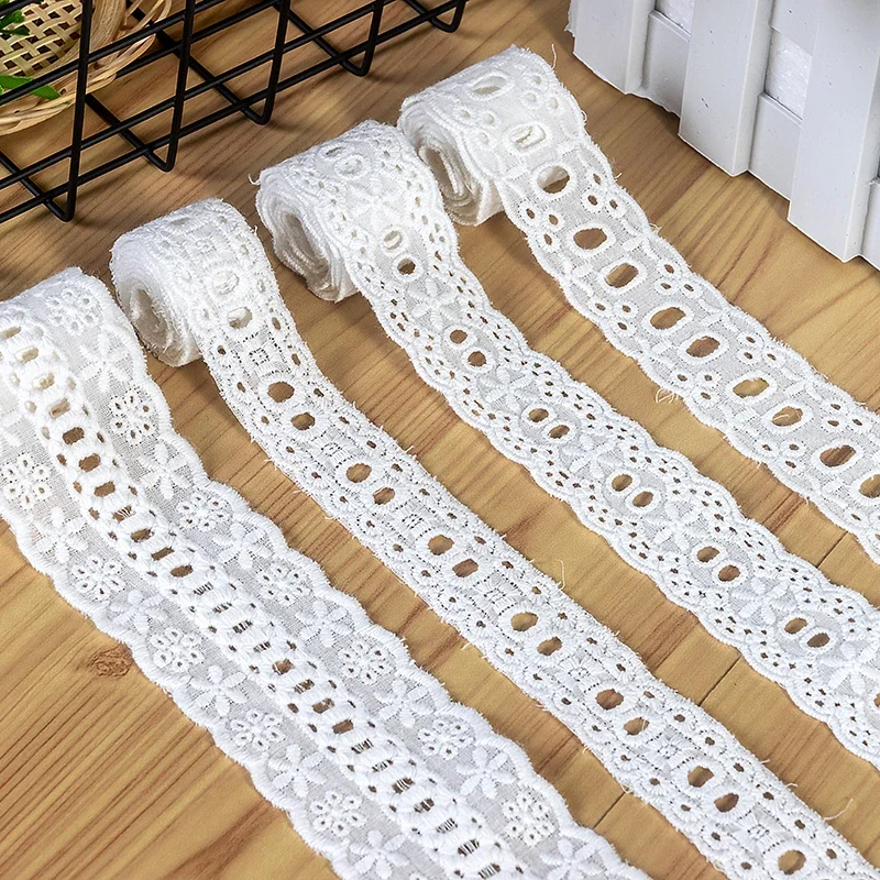 5yard 100% Cotton Embroidery Lace French Hollow Lace Ribbon Fabric Guipure DIY Trims Warp Knitting Sewing Accessories