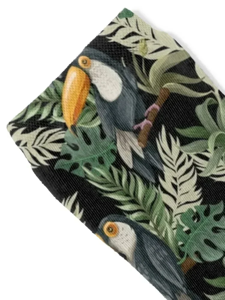 Toucan Birds Tropical Jungle Pattern Socks Run cute Crossfit sports stockings Socks Woman Men's