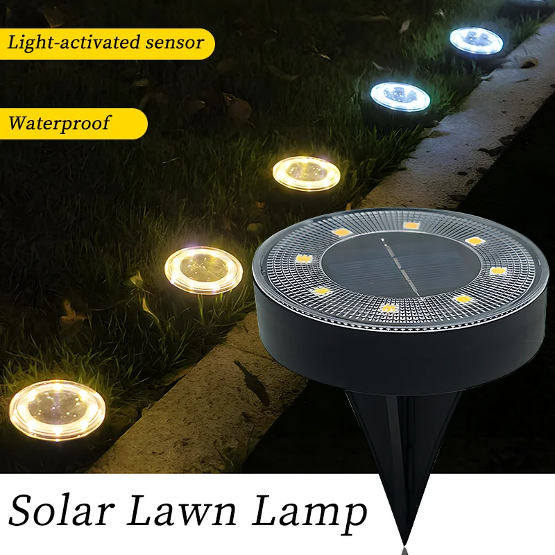 Luces solares de tierra para jardín, luz de disco de energía Solar impermeable para Patio, camino, césped, Patio, decoraciones al aire libre, 8LED