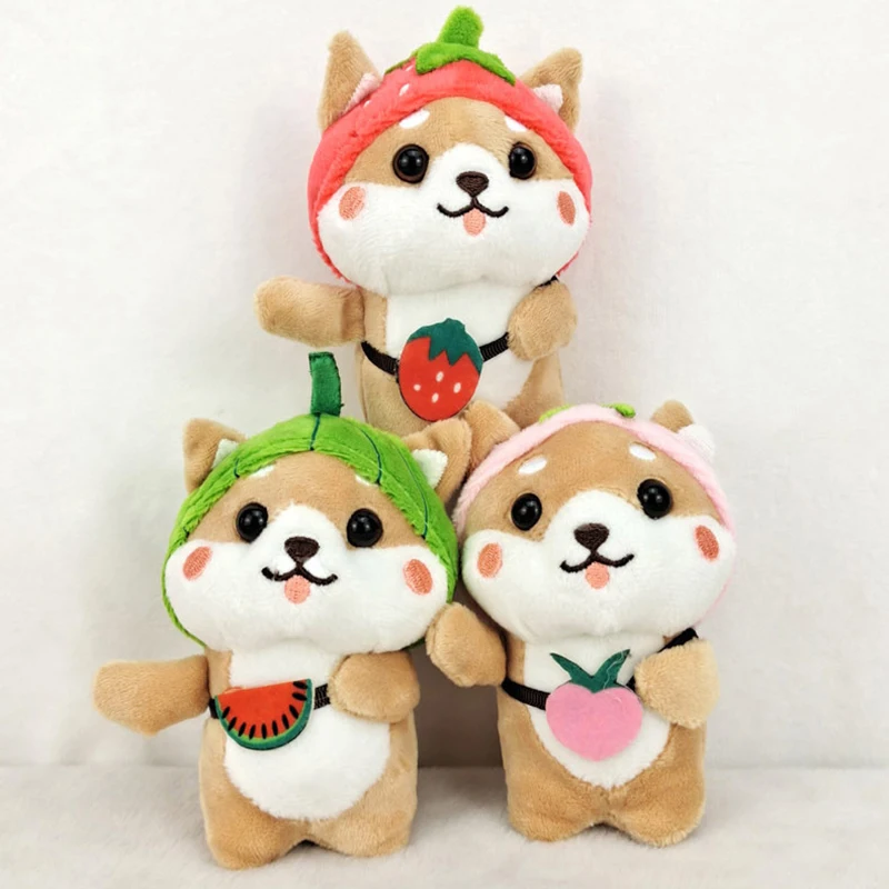 Jouets en peluche Shiba Inu pour enfants, fruits mignons et créatifs, dessin animé Kawaii, porte-clés en peluche, pendentif, breloque pour sac, beurre, cadeaux pour enfants, 13cm