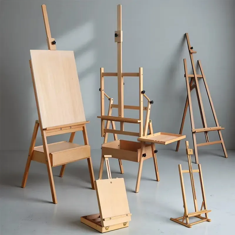 Classic Foldable Adjustable Sketch Painting Easel Desktop Box Artboard for Watercolor Oil Painting Beech Wood for Adults and