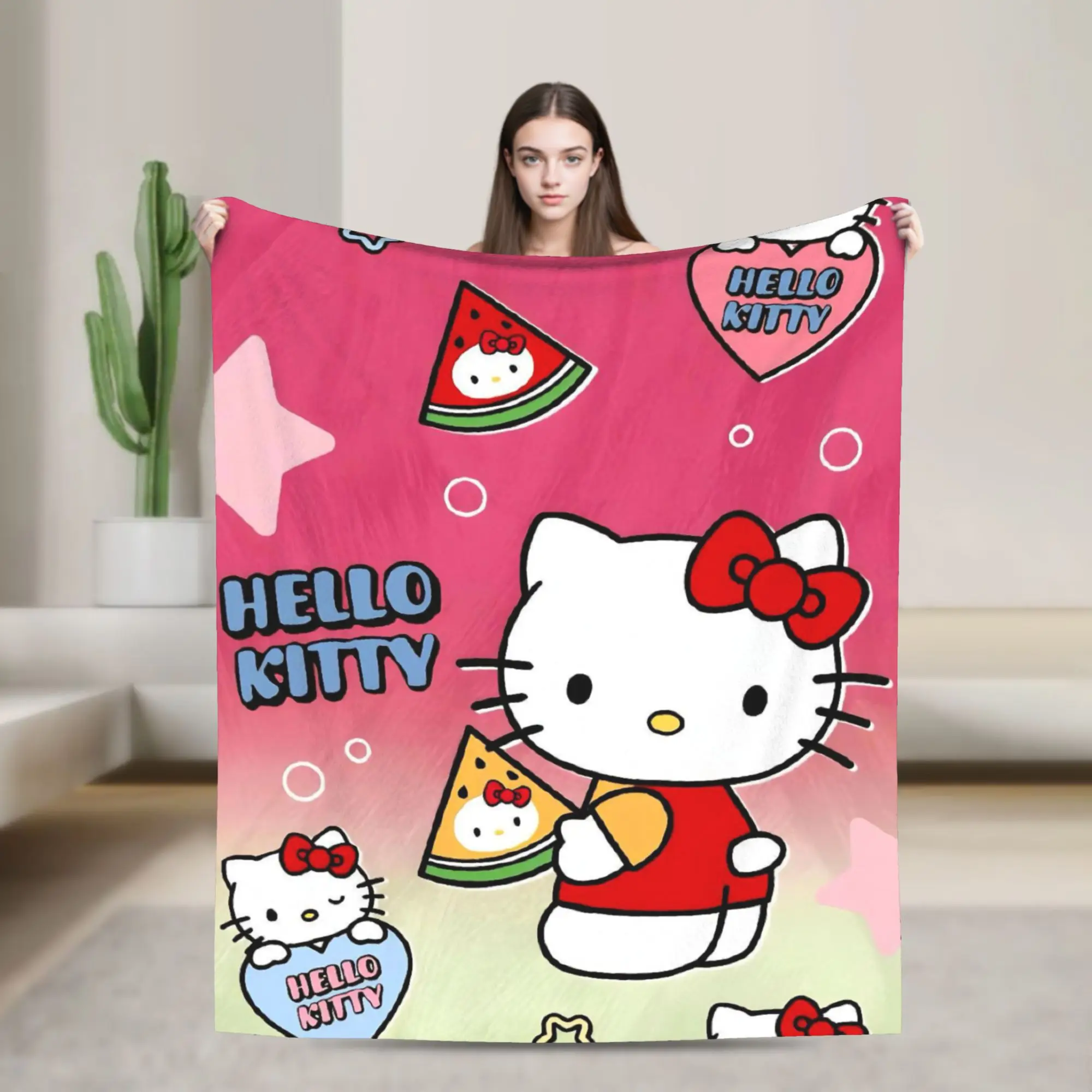 

Cute Hello Kitty Cartoon Accessories Blanket Super Soft Warm Throw Blankets for Couch 50x60 Inches Multi-size Bedding Throws