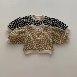 Autunno nuova neonata floreale Cardigan cappotto cotone neonato monopetto giacca allentata principessa manica a sbuffo top abbigliamento per bambini