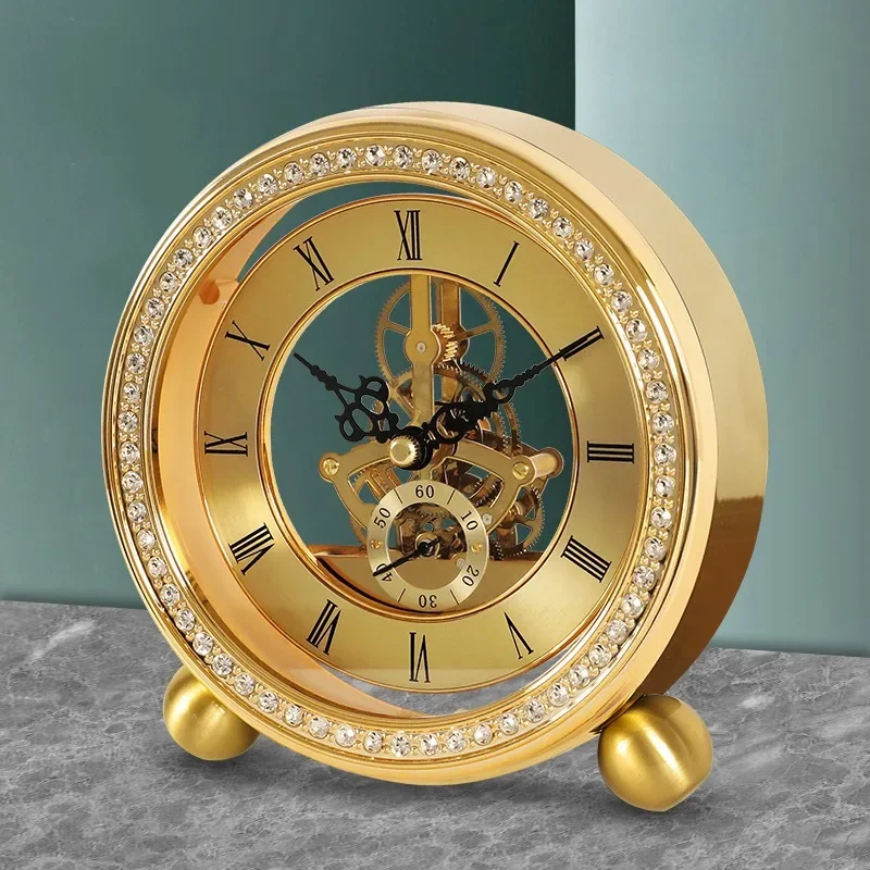

Brass Luxury Small Size Desk Clocks Living Room Table Clocks Ornament Aesthetic Modern Nordic Desktop Clock Holiday Gifts