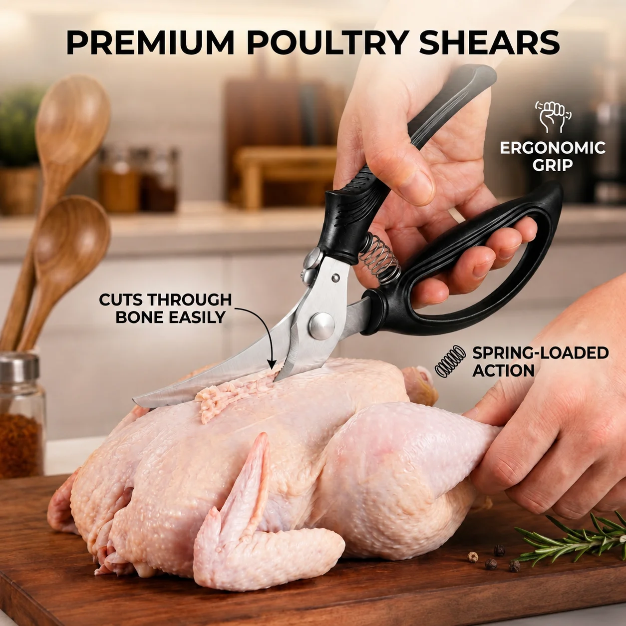 Stainless Steel Chicken Bone Scissors Sharp Heavy Duty Poultry Shears Multi Function Kitchen Tool For Cutting Meat Fish Bones