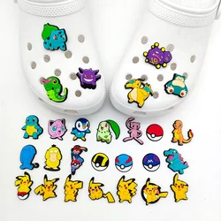 27pcs Pokemon Pikachu Shoes Charms for Clogs Sandals Decoration PVC Cartoon Shoe Accessories Charms for Friends Gifts