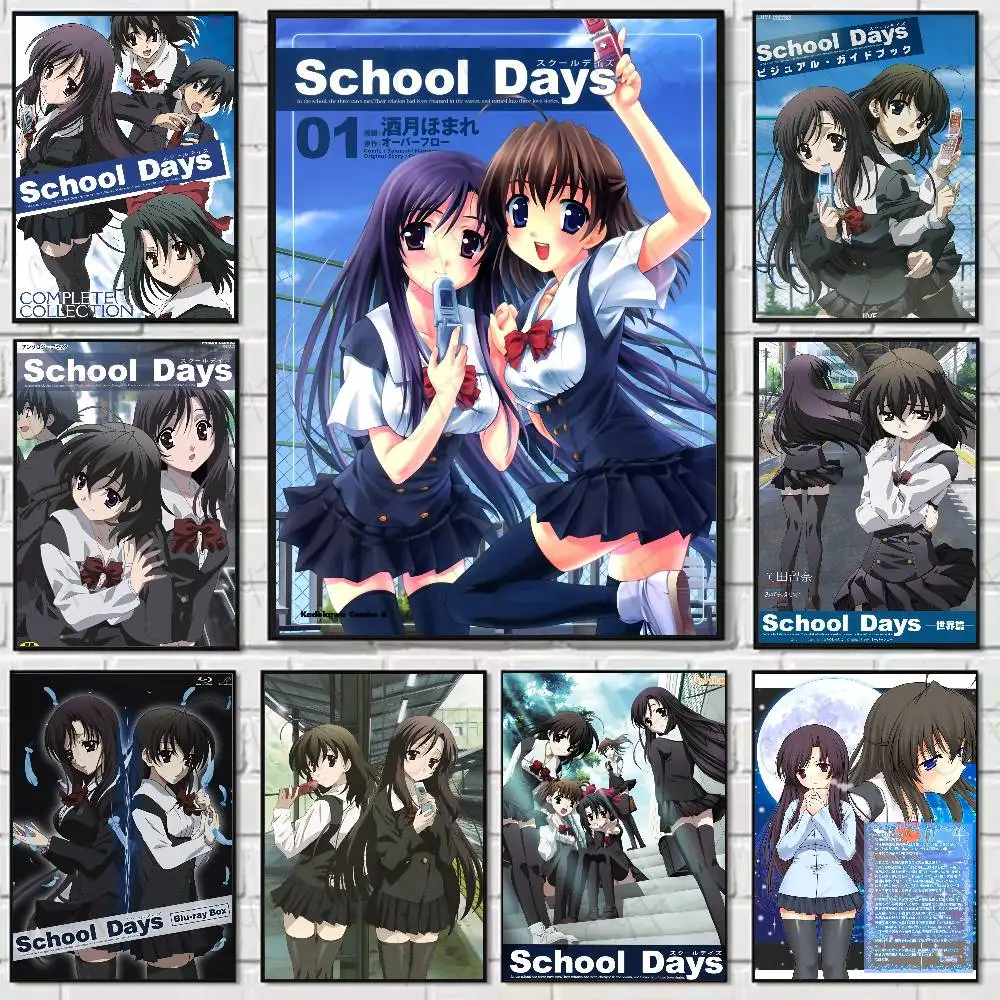 

Anime S-School Days Katsura Kotonoha Poster Waterproof Wall Art Sticker For Living Vintage Room Decor High Quality Print Gift