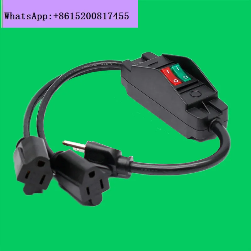 Online switch double knife double cut one drag two 5-15P socket with power extension cable American standard three plug 18AWG