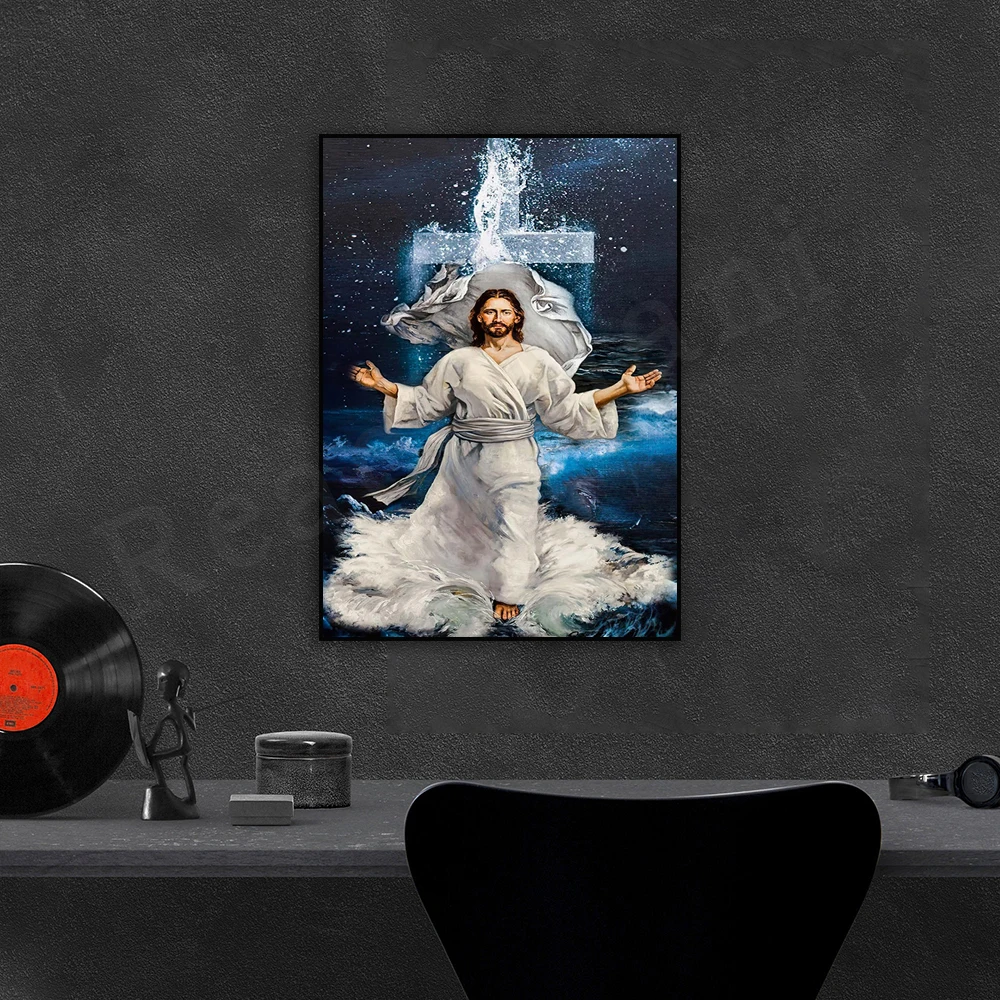 Jesus Walking on Water Poster | Communion Gifts | Jesus Canvas Poster, Water Ocean Poster