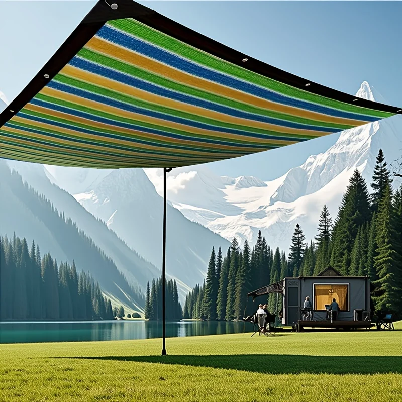 [شباك مظلة، مقاسات متعددة متوفرة] يتميز قماش المظلة المنسوج فائق الكثافة بتصميم نمط مخيط وتعزيز الحواف