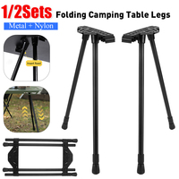 1/2set Folding Tabl Legs DIY Metal Camping Table Legs Adjustable Height Furniture Workbench Feet Accessories for Outdoor Travel