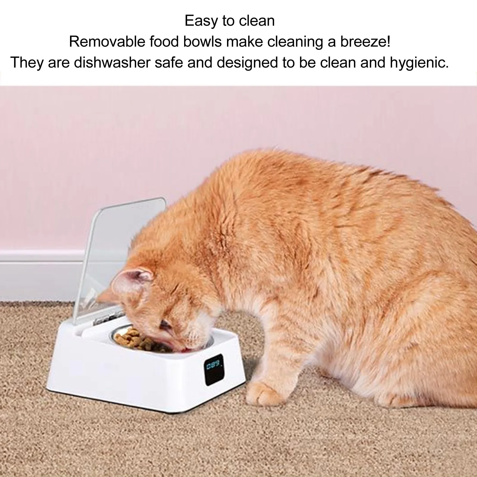 Automatic Cat Feeder with Infrared Sensor Cover Removable Bowl Battery Powered Intelligent Automatic Opening Lid Dog Feeder